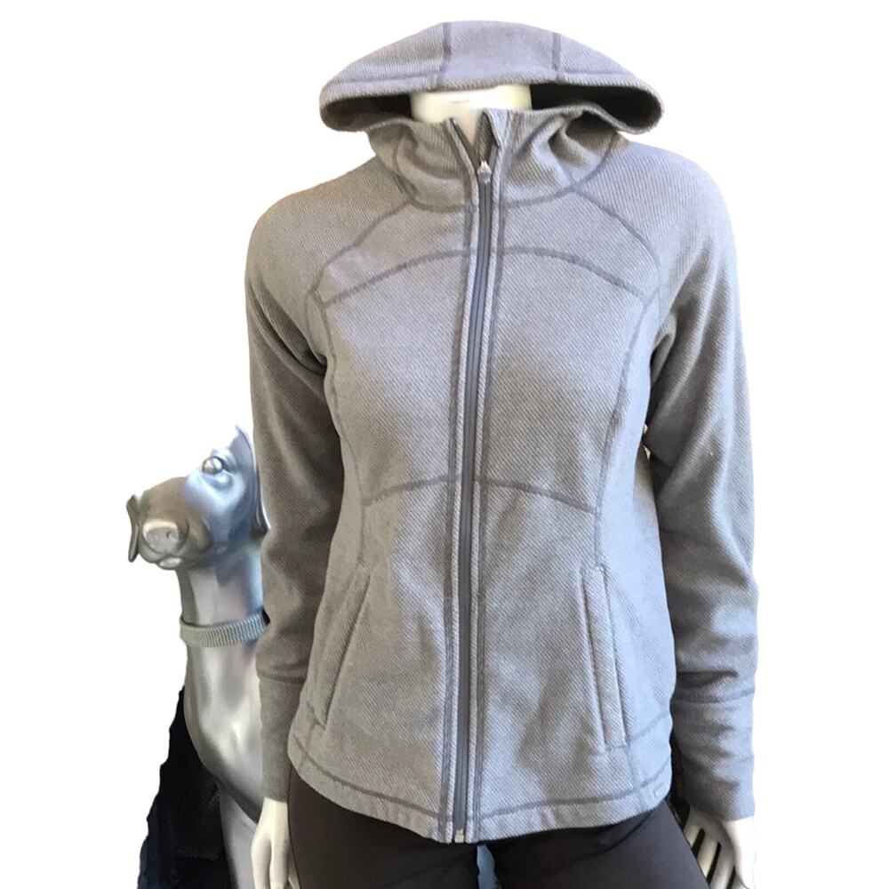 prAna Rockaway Gray Full Zip Hooded Jacket Women's Size Small Zipped Pockets